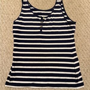 Nautica Women's Navy and White Striped Tank Top